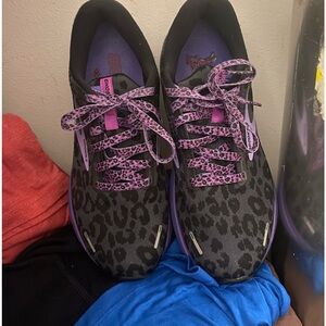 💜 Brooks Ghost 14 Black Electric Purple Leopard Running Shoes Size 9.5